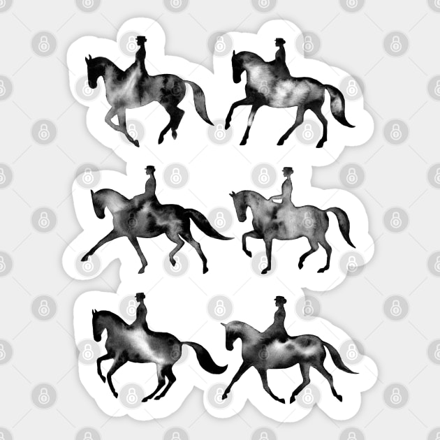 Black Dressage Horses Sticker by illucalliart